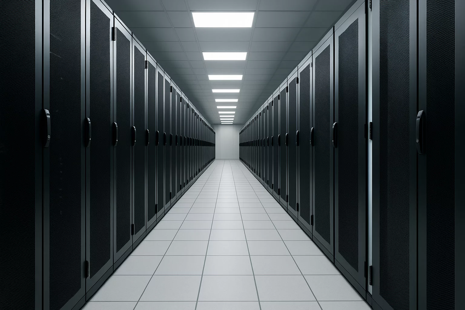 Colocation racks and datacenter corridor